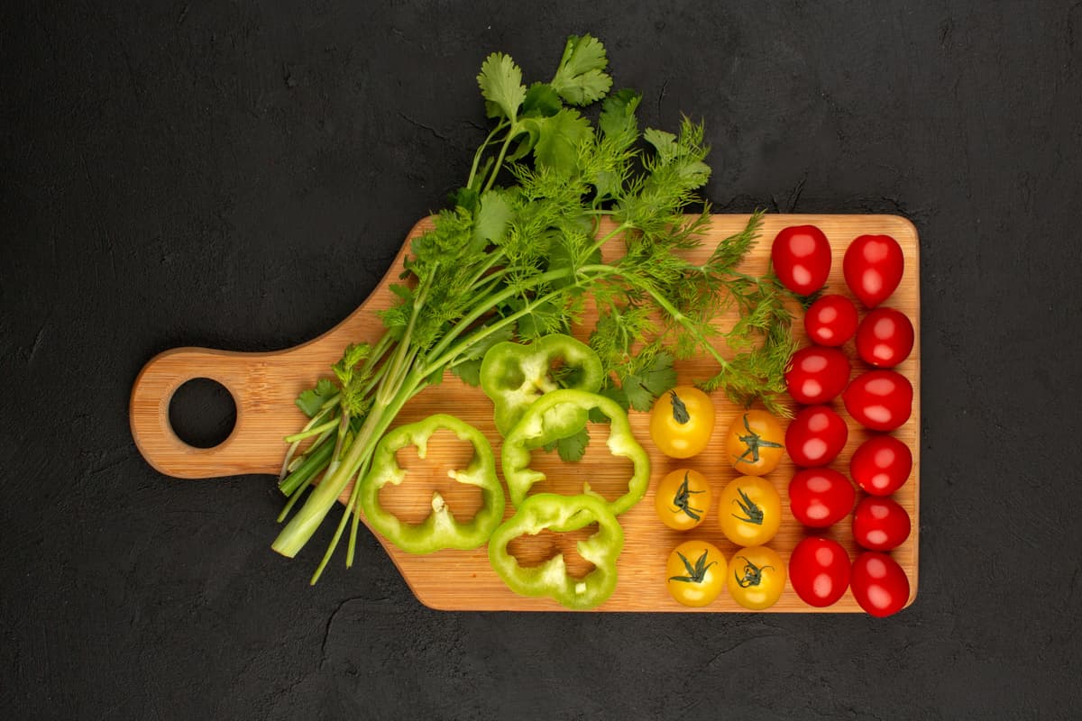 Fresh vegetables on cutting board